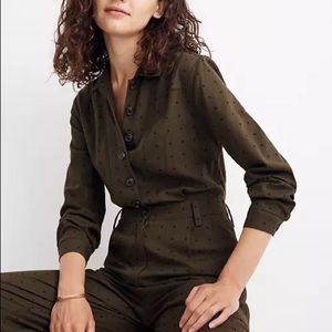 Madewell grid dot seamed coverall